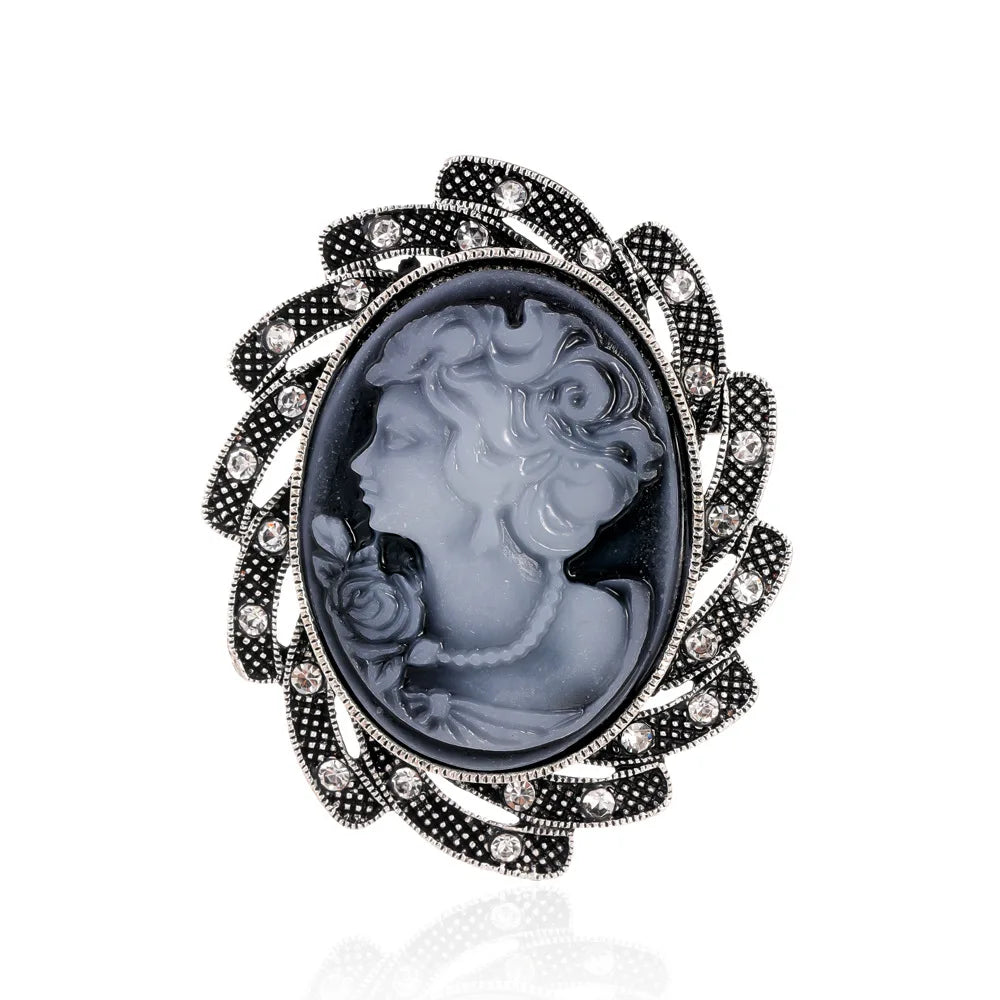 Vintage Victorian Design Queen's Cameo Brooch Pin, Antique Wedding Beauty Jewelry Gift, Elegant Style
