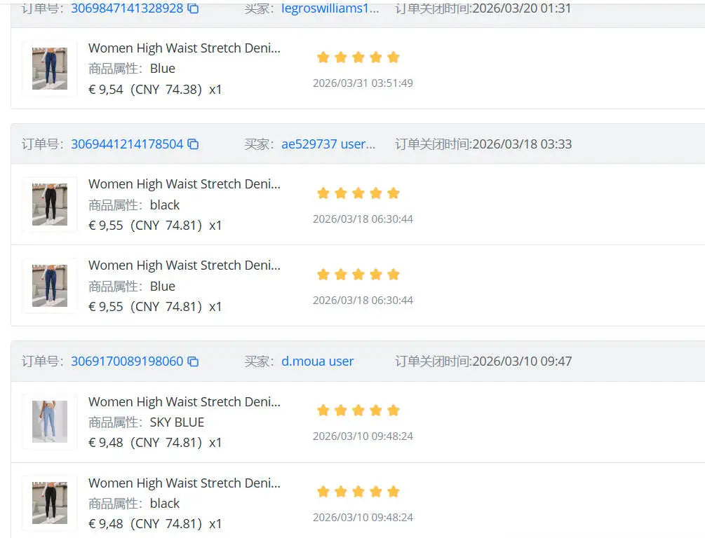 Women High Waist Stretch Denim Jeans Hip Lifting Skinny Pencil Pants Ladies Full Length Slim Solid Color Trousers