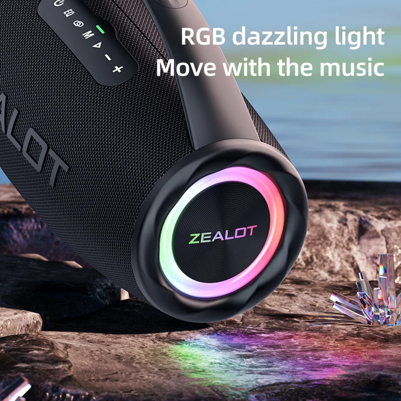 ZEALOT-S97 80W Bluetooth Speaker Powerful Wireless Speaker with Portable Handle, for Party, Camping，RGB colorful light