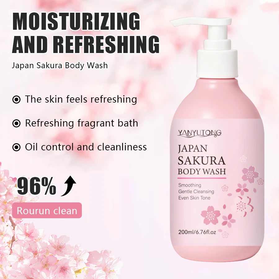 Sakura Shower Gel Long Moisturizing Smooth Long Lasting Fragrance Gentle Foam Body Cleansing Bath Product 200ml