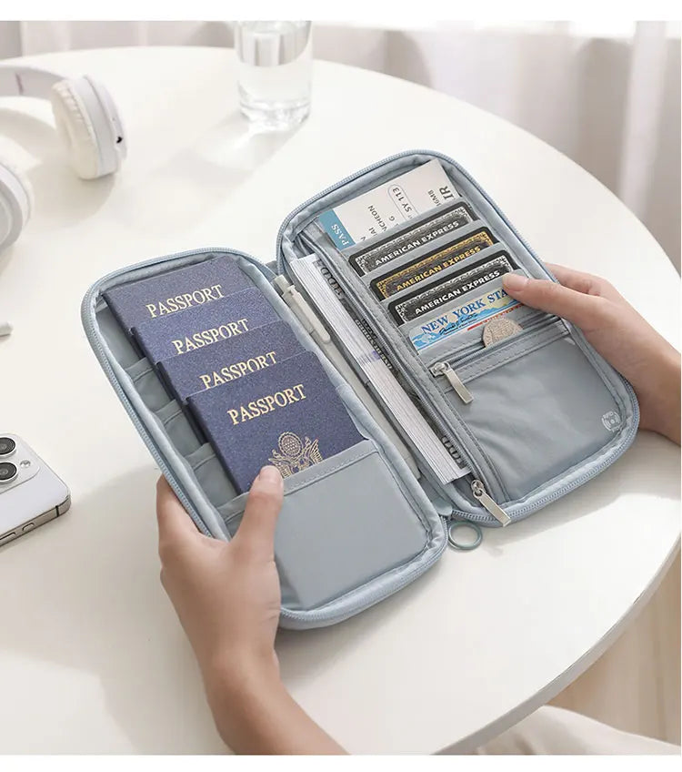 RFID Blocking Passport Holder Travel Wallet Durable Anti-Theft Card Slots Protective Case Flights Travel Organizer for Women Men