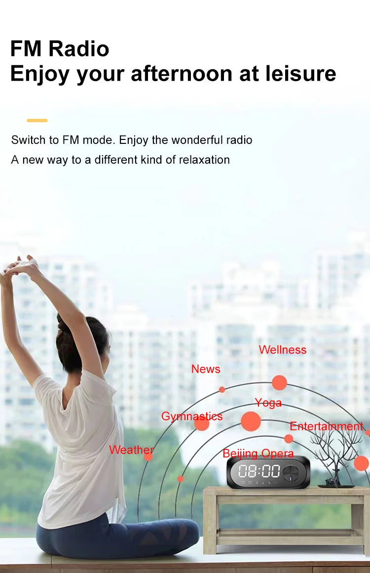 Alarm Clock Radio FM Bluetooth Speaker Portable Subwoofer Caixa De Som Sound Box Music Wireless Mini Woofers Bocina Lamp Column