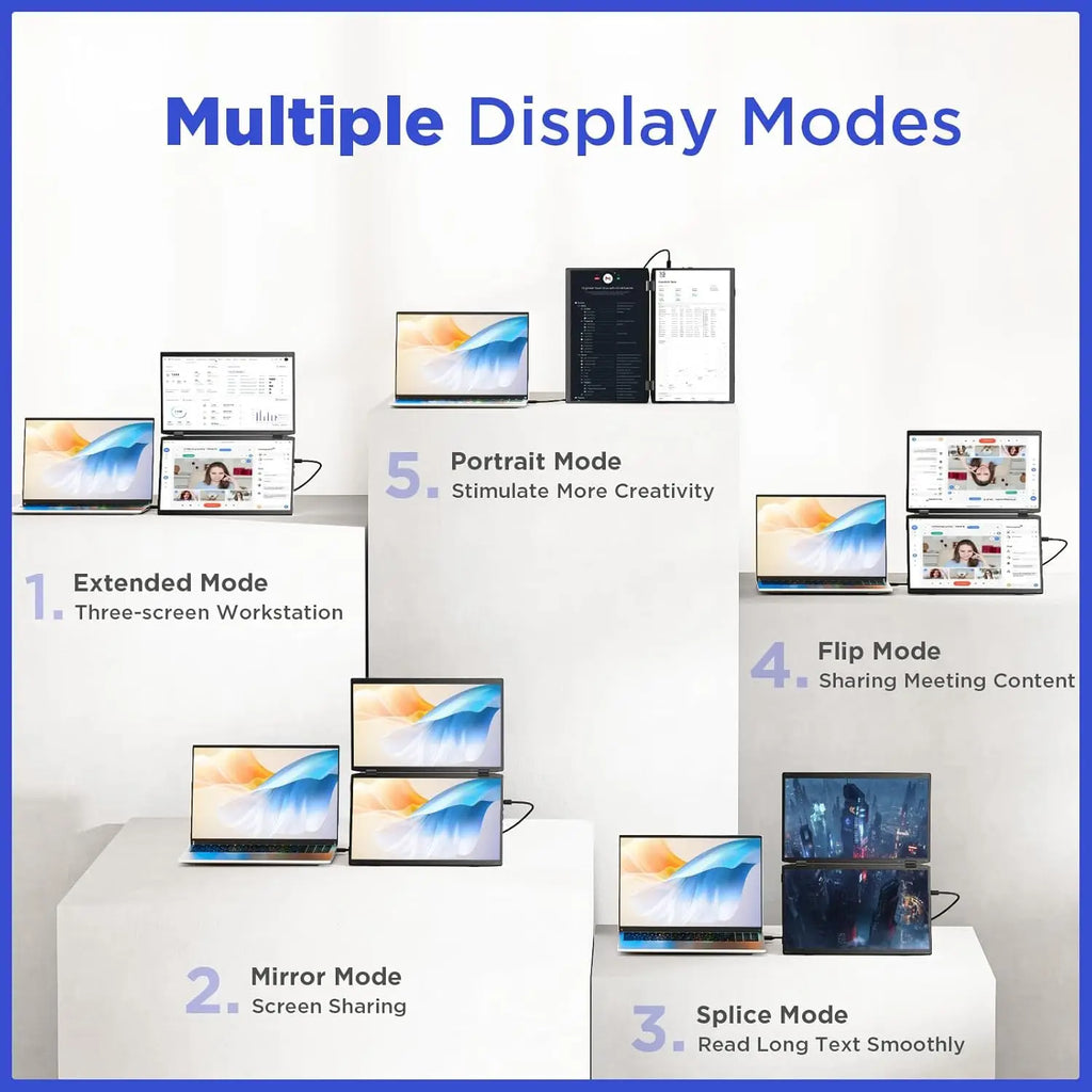 UPERFECT Delta 15.6" Dual Portable Monitor For Laptop Screen Extender 1080P HDR 360° Folding Stacked with Stand For Laptop PC