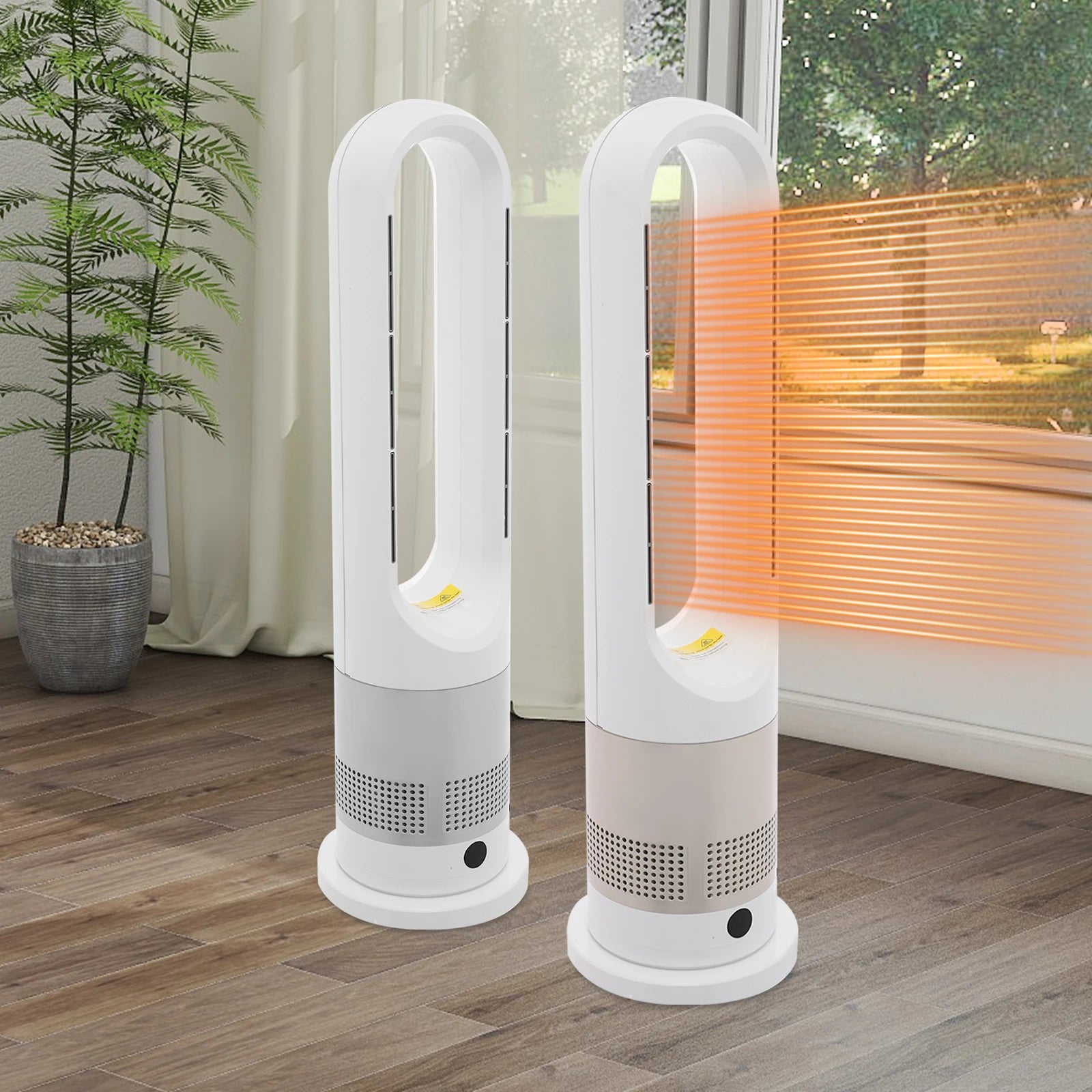 Cooling & Heating Bladeless Fan 220V W/ Timer Remote Control 8 Wind Speed Home Silent  Air Conditioner Heater LED Display