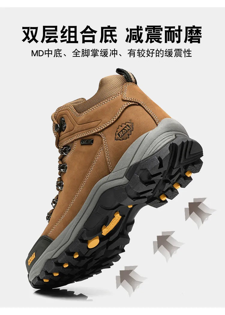 RAN Cow Leather Hiking Boots Men For men Outdoor Sport Walking Sneakers trekking Snow Shoes women Climbing Mountain Hunting boot