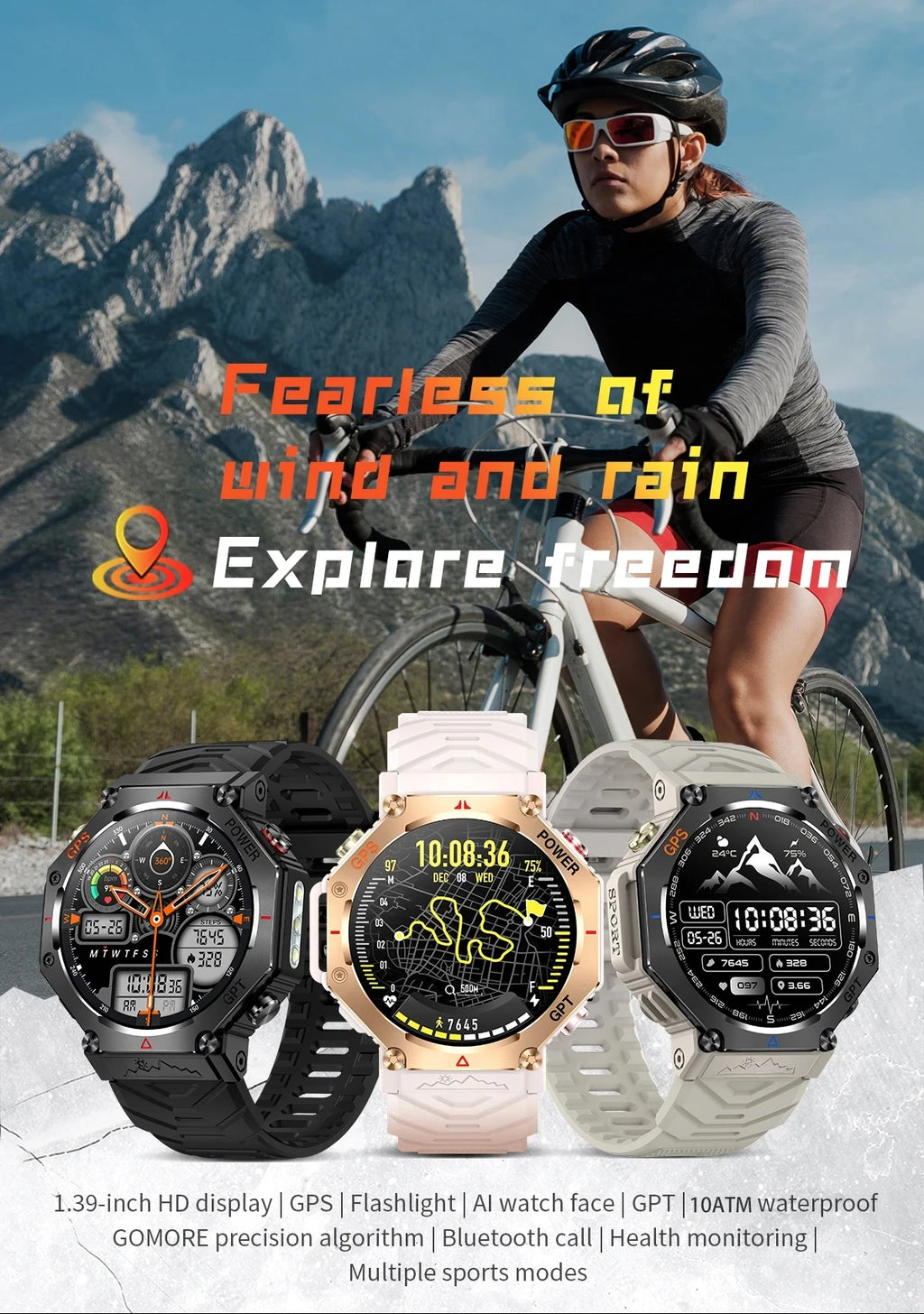 T-Rex 3 Ultra Military Grade GPS Smart Watch 10ATM Waterproof Compass Altimeter Barometric AMOLED Men HD Call Sports Smartwatch