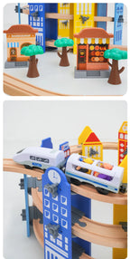 new Wooden Railway Track Set Electric Train Magnetic Car Diecast Slot Fit All Brand Biro Wood Track Assemble Toy Boy Gift