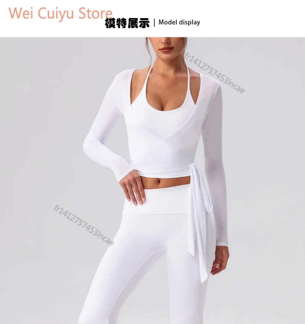 Yoga Sport Shirt Blouses Pilates Crop Top Fitness Women's Long Sleeve T-shirt Tees Sweatshirt Sportswear Woman Gym Yoga Clothes