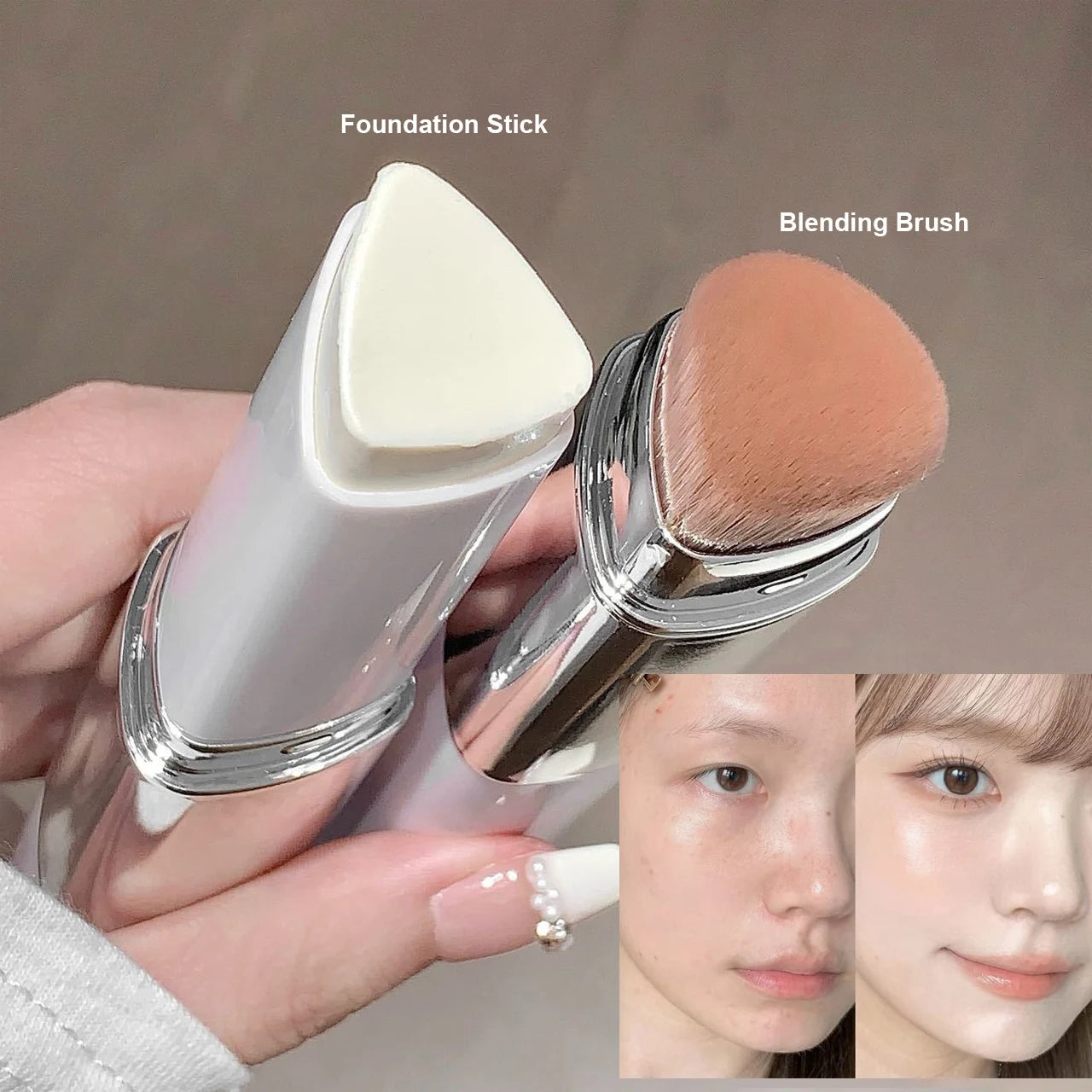 2-in-1 Natural Color Foundation Stick Lightweight Moisturizing Brightening Foundation Cream Concealer for All Skin Types Makeup Main image