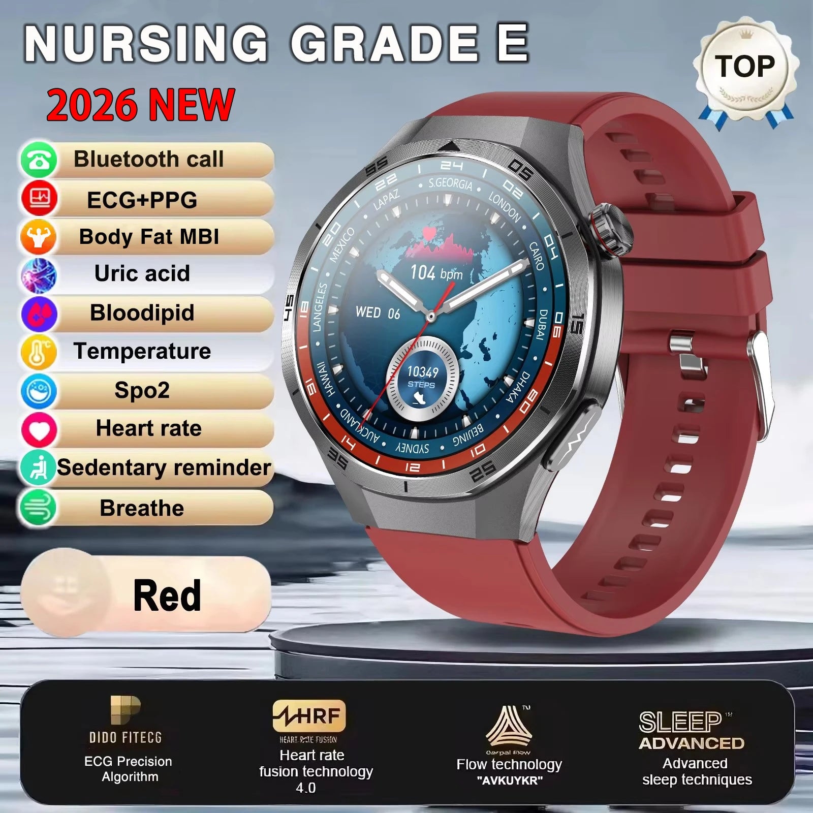 2026 New Nursing Grade ECG+PPG Smart Watch Health Analysis Blood pressure Lipids Uric acid Wireless HD Call Smartwatch Men Women