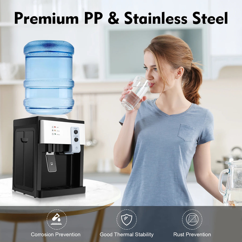 500W Electric Hot and Cold Water Cooler Dispenser 220V Countertop Water Cooler Dispenser 4.5-18.9L Water Dispensers Cooler Water
