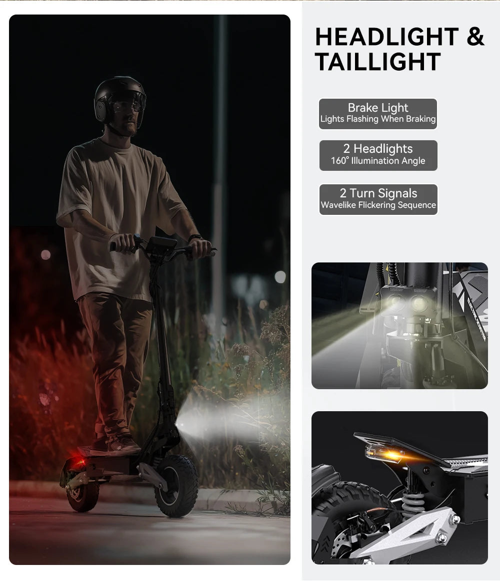 T10 Portable E-Scooter 900W Peak Power 48V 13.5/18 Ah Battery Electric Scooter for Adults 11inch Off-road Tire Scooters Electric