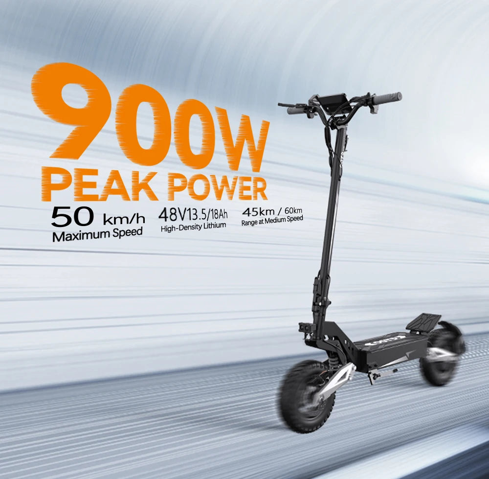 T10 Portable E-Scooter 900W Peak Power 48V 13.5/18 Ah Battery Electric Scooter for Adults 11inch Off-road Tire Scooters Electric