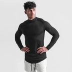 Plain Tight Absorb Sweat Elastic Shirts Gym Bodybuilding Fitness Turtleneck T-shirts Mens Long Sleeve Quick Dry Autumn Clothing