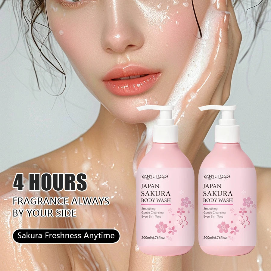 Sakura Shower Gel Long Moisturizing Smooth Long Lasting Fragrance Gentle Foam Body Cleansing Bath Product 200ml
