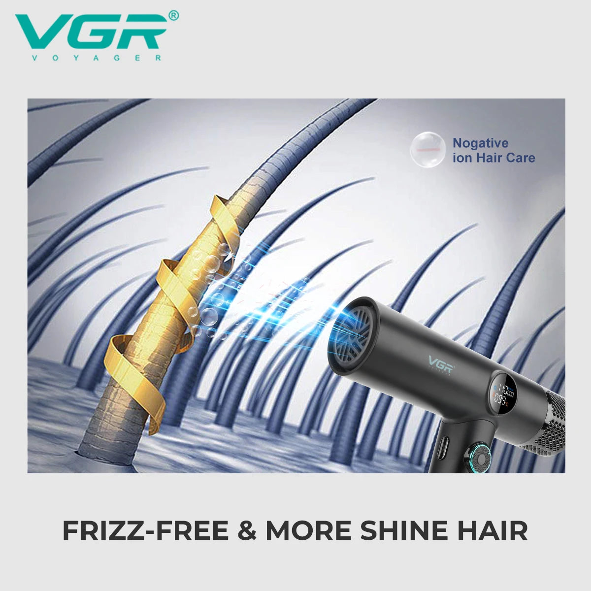 VGR Hair Dryer Professional Hair Dryer BLDC Motor Hair Styling Blow Dryer Machine 110000 RPM Negative Ion Salon Air Blower V-401