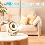 New Misting Fan Humidifying Rapid Cooling Hanging Hole Low Noise Digital Display Button Controlled Speed Fine Absorbable