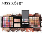MISS ROSE 104 Color Eye Shadow Powder Puff High Gloss Lipstick Mirror Makeup Durable Easy Makeup Multi-Function Makeup Set