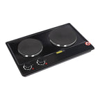 2500W Double-Burner Electric Stove Electric Hob Cooker with 2 Plate Adjustable Firepower 220-240V for Cooking Food