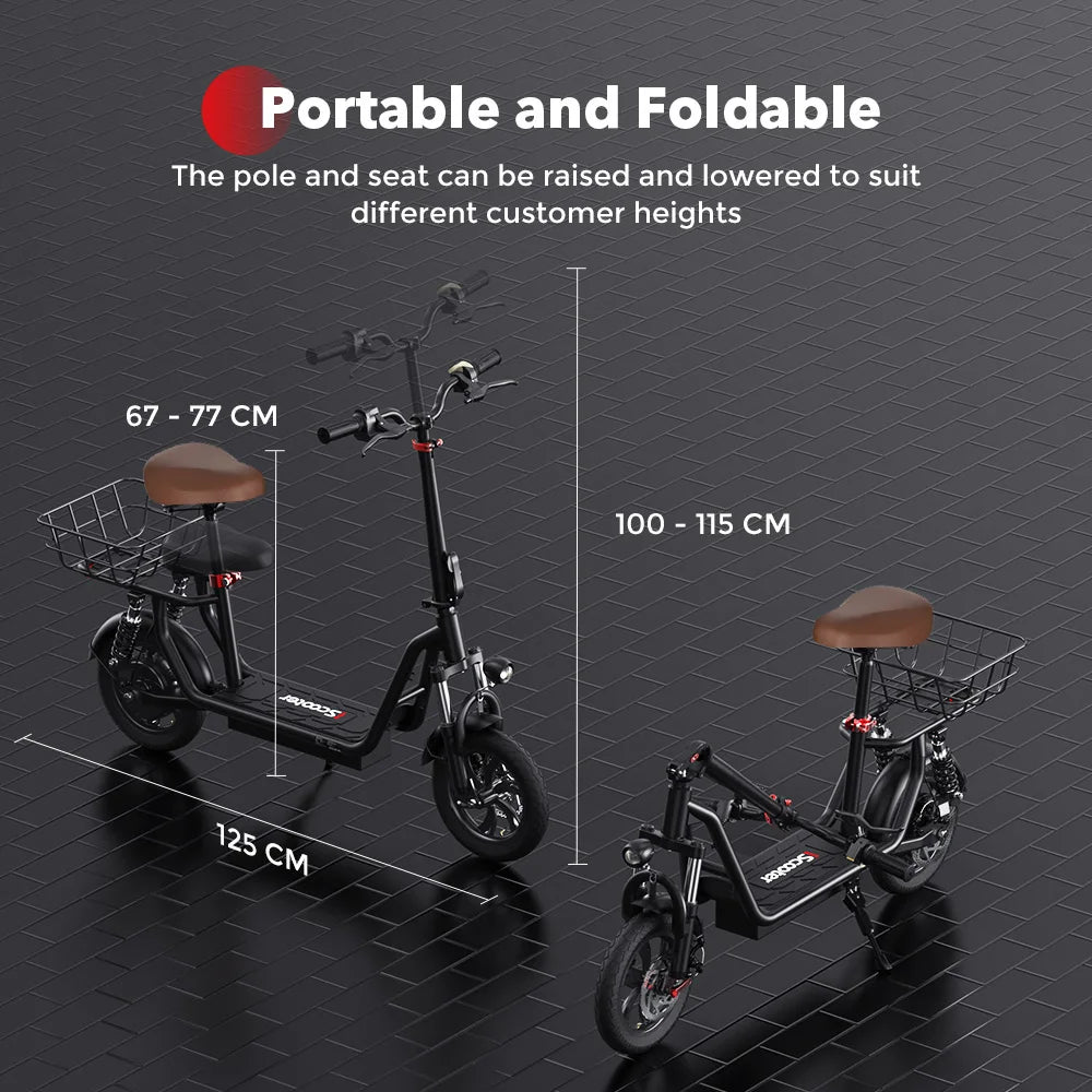 ISCOOTER i12 Adult Electric Scooter 500W Motor E- Scooter 36V7.5AH Battery Electric Scooter 12 Inch Road Tire Electric Scooter