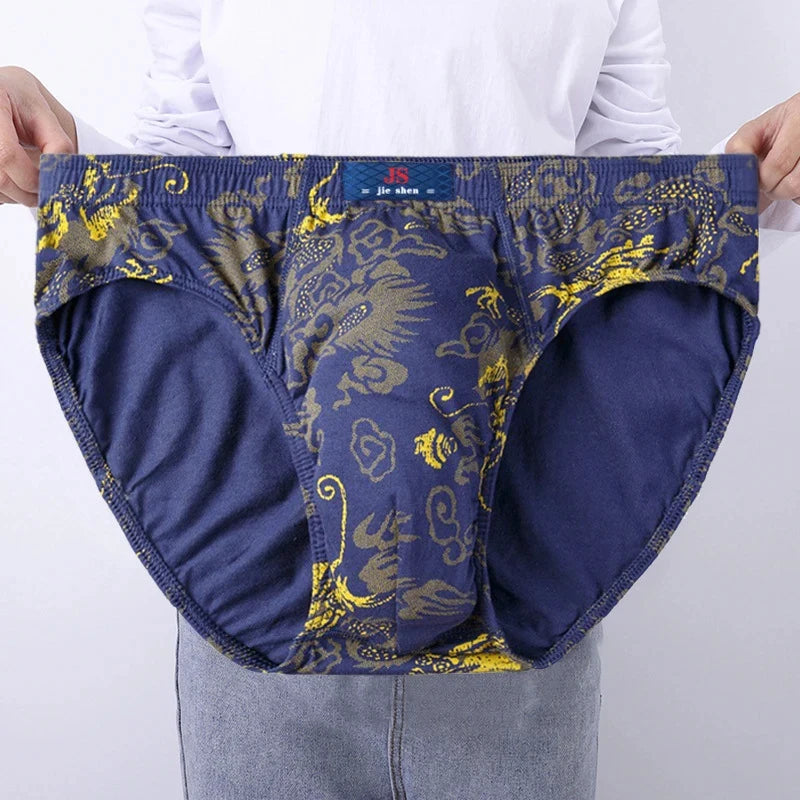 100% Cotton Men's Panties Plue Size Printed Briefs Underwear Loose Lingerie Moisture Absorbent Breathable Underpants Main image