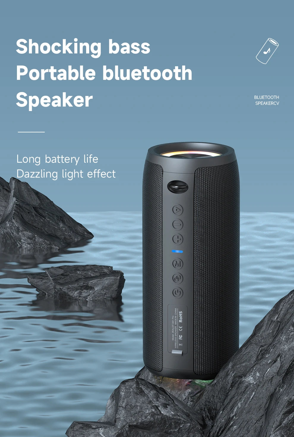 ZEALOT-S51PRO 40W High-power Bluetooth Speaker 3D Stereo Bass Bluetooth Speaker Portable IPX5 Waterproof Suitable TWS Boom Box