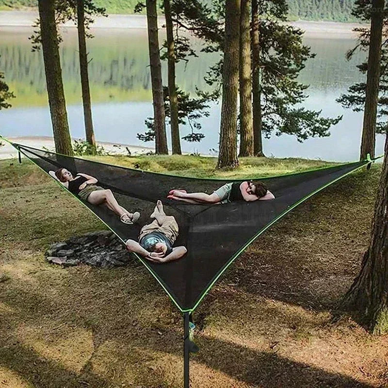 Outdoor Camping Hanging Portable Bed Triangle Hammock Portable Multi Person Aerial Mat  travel Convenient Sleep Hammock bed Main image