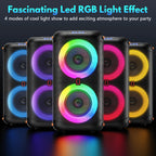 T27 Wireless Bluetooth Speaker, Karaoke Machine with 2 Microphone, Home Karaoke Party Speaker with Led Light