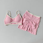 2PCS Yoga Suit Seamless with Chest Pad Tight Sports Bras and High Waist Shorts Outside Wear Running Exercise Fitness Yoga Set
