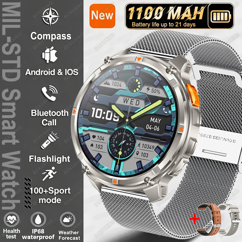 2026 New T-Rex 3 Ultra 1100mAh Smart Watch 5ATM Waterproof Outdoor Sports GPS Track Heart Rate Compass Bluetooth Call Smartwatch