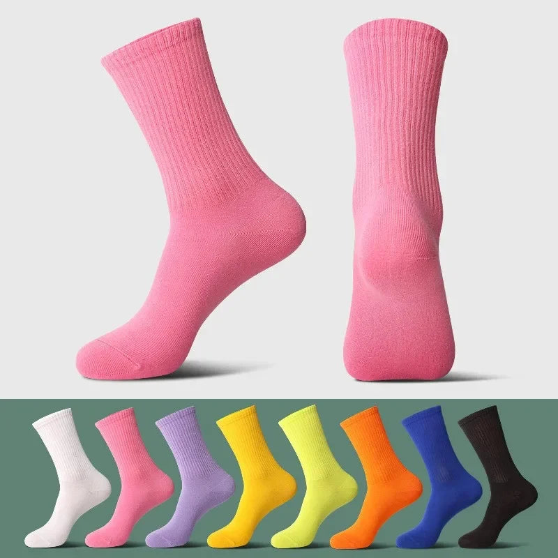 33 Colors Summer Cotton Soft Socks Happy Colorful Women's Mid-tube Stocking Fashion Trend Red Green Ankle Sox Autumn Hosiery