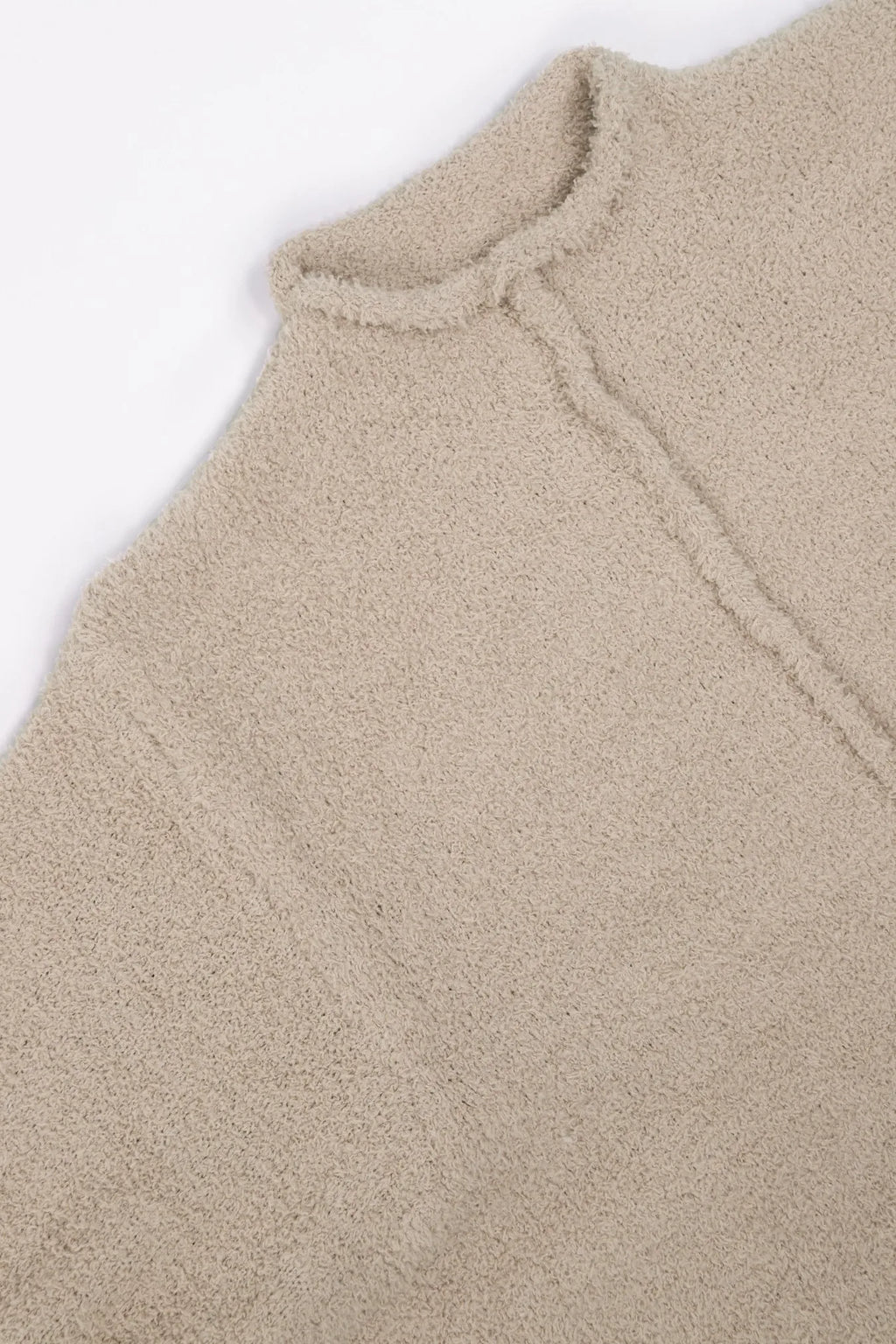Women's Beige Oversized Knit Two-Piece Set with Half-Zip Sweater And Wide-Leg Pants Casual Loungewear
