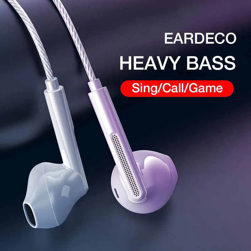 EARDECO Headphone Headset with Mic Wired Headphones Heavy Bass In Ear Stereo Wired Earphone Earbuds Wire Game Phone Earphones Main image