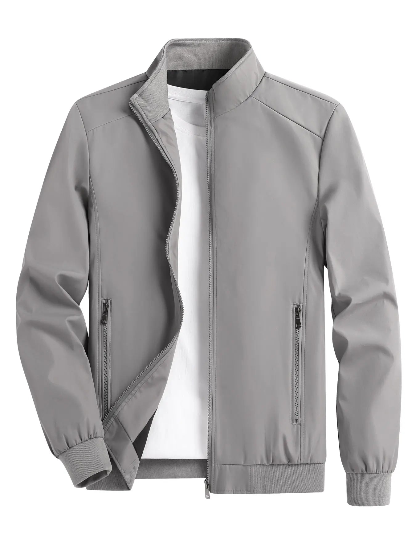 Men's Spring and Autumn Thin Casual Jacket Solid Color Stand Collar Cardigan Jacket Men's Outdoor Sports Casual Versatile Top Main image