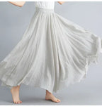 new 2020 Women Linen Cotton Long Skirts Elastic Waist Pleated Maxi Skirts Beach Boho Vintage Summer Skirts Faldas Saia