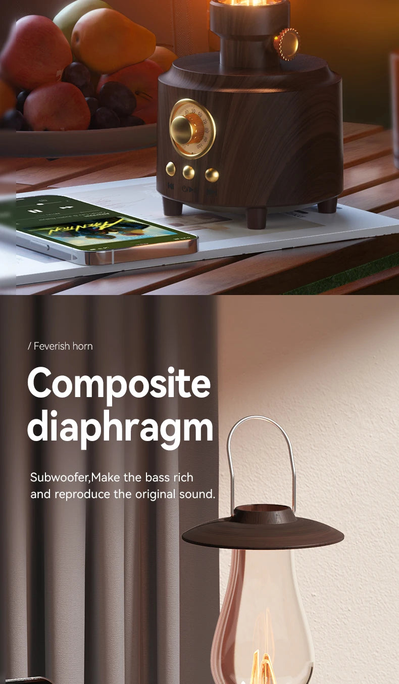 Retro Lamp Style Wireless Bluetooth Speaker with Portable FM Radio and USB Port Bluetooth 5.3 Suitable for Camping Home Decor