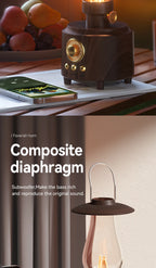 Retro Lamp Style Wireless Bluetooth Speaker with Portable FM Radio and USB Port Bluetooth 5.3 Suitable for Camping Home Decor