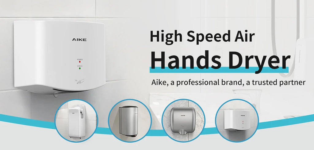 AIKE Bathroom Hands Dryer Wall Mounted Automatic High Speed Hands Dryer Commercial Smart Sensor Hands Drying Machine AK2630S