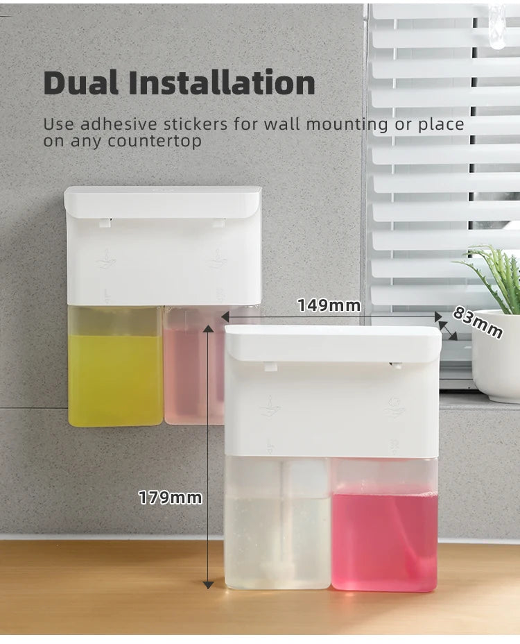 New Automatic Dishwashing Liquid Sensor Kitchen Double Head Gel Foam Hand Sanitizer Soap Dispenser Wall Hanging