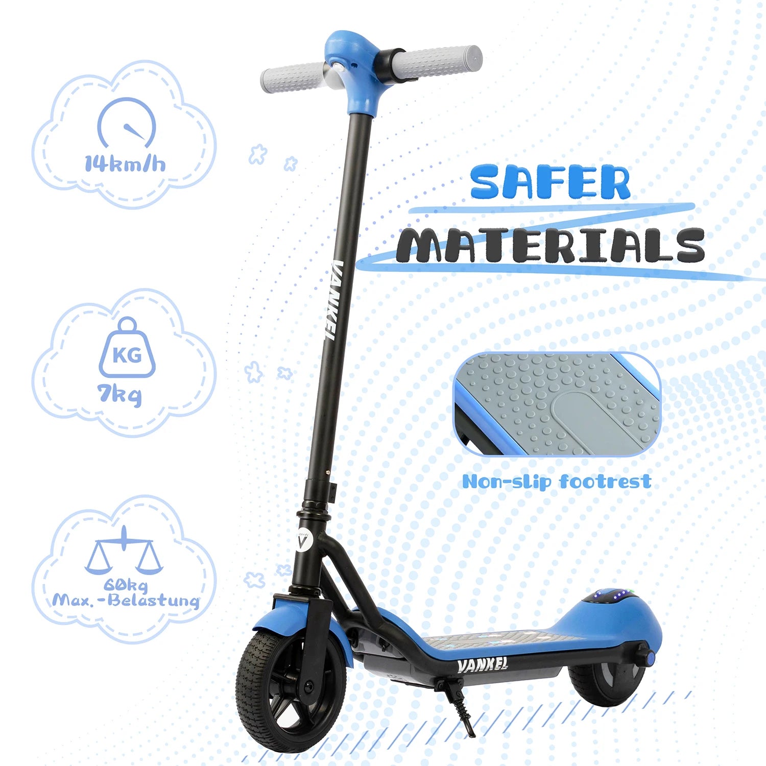 Vankel 6.5-inch Kids Electric Scooter for Boy & Girls with Bluetooth Rainbow Lights 8-10km Range LCD Display Children Scooter Secondary image