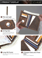 Customized Passport Cover Wallet Genuine Leather Protective Cover With Airtag Case Travel Card Holder Rfid Men Women