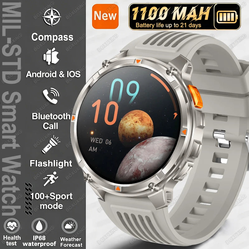 2026 New T-Rex 3 Ultra 1100mAh Smart Watch 5ATM Waterproof Outdoor Sports GPS Track Heart Rate Compass Bluetooth Call Smartwatch