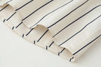 HH Women Spring New Fashion Vintage Versatile Beige Striped Puffy Sleeve Shirt+High Waisted Loose Pleated Casual Long Pants Set