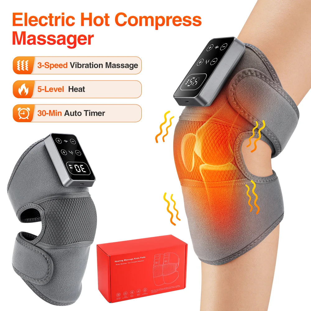 3 Vibrations 5 Levels Hot Compress Shoulder Elbow Massage Knee Support Brace, Electric Heating Knee Protection Belt
