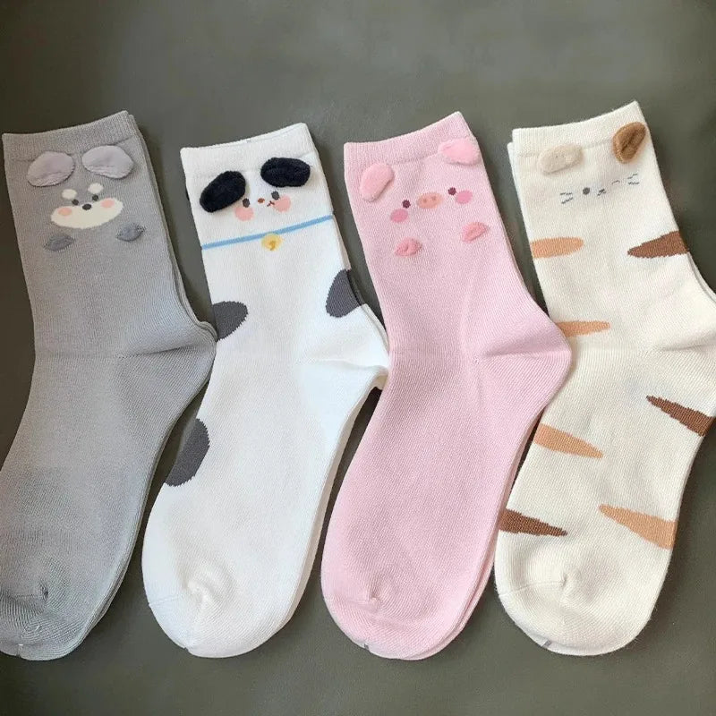 Fashion Sweet Cute 3D Animal Ears Pig Hosiery Winter Warm Cartoon Socks for Children Harajuku Cotton Soft Home Floor Sock