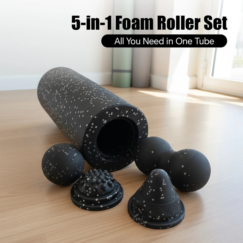 5-in-1 Fascia Roller Set Muscle Recovery Set-Vibrating Foam Roller&Peanut Massage Ball for Back,Neck,Leg Yoga Workout Main image