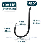 9KM Chinu Hooks 50~100Pcs Single Fishing Circle Hook Black High Carbon Steel for Saltwater Freshwater Porgy Bream Grouper