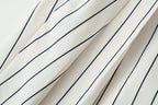 HH Women Spring New Fashion Vintage Versatile Beige Striped Puffy Sleeve Shirt+High Waisted Loose Pleated Casual Long Pants Set