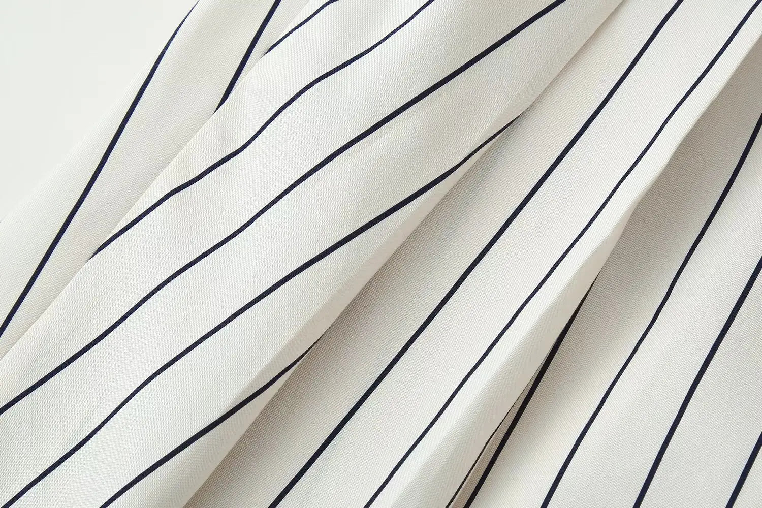 HH Women Spring New Fashion Vintage Versatile Beige Striped Puffy Sleeve Shirt+High Waisted Loose Pleated Casual Long Pants Set