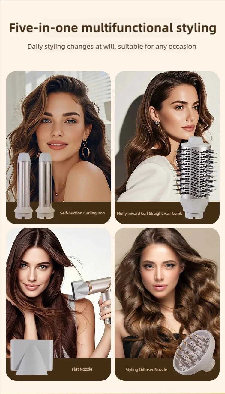 5 in 1 Handle Foldable Hair Dryer Portable Multifunctional Home Hair Dryer Negative Ion Hair Care Curling Iron Personal Styling